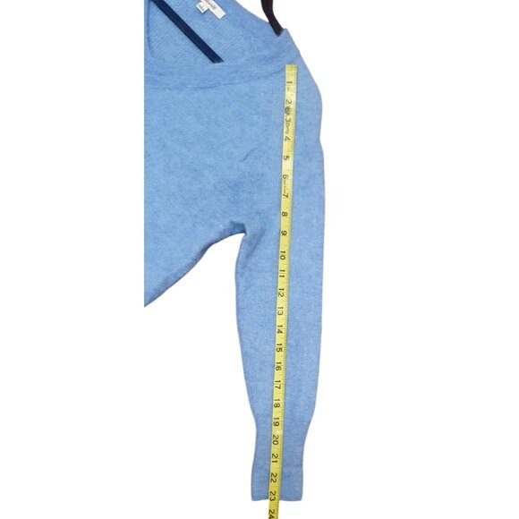 Madewell Ginny V-Neck Sweater Pullover Alpaca Blend Blue Heather Oasis NWT - Picture 9 of 10